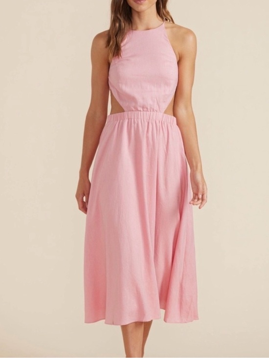 MINKPINK Dresses & Skirts - MINKPINK Blush Pink Halter Midi Dress with Side Cutouts